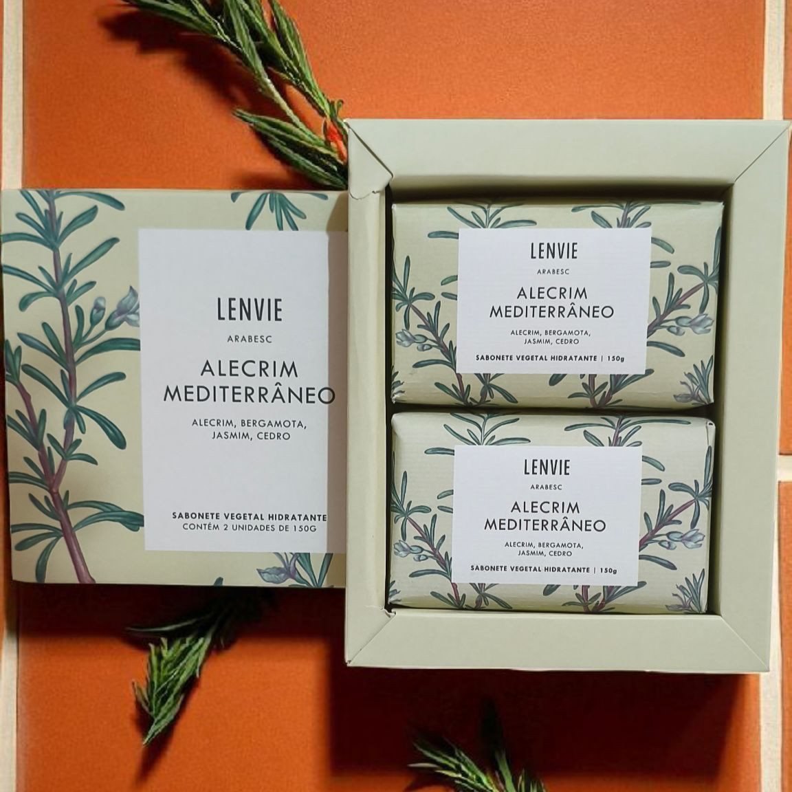 1000078788-1.png Kit de Sabonetes Vegetais Hidratantes Alecrim Mediterrâneo 2x150g – L’ENVIE - Imagem 1